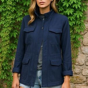 FACONNABLE Stonewashed French Terry Nehru Unisex Jacket, M